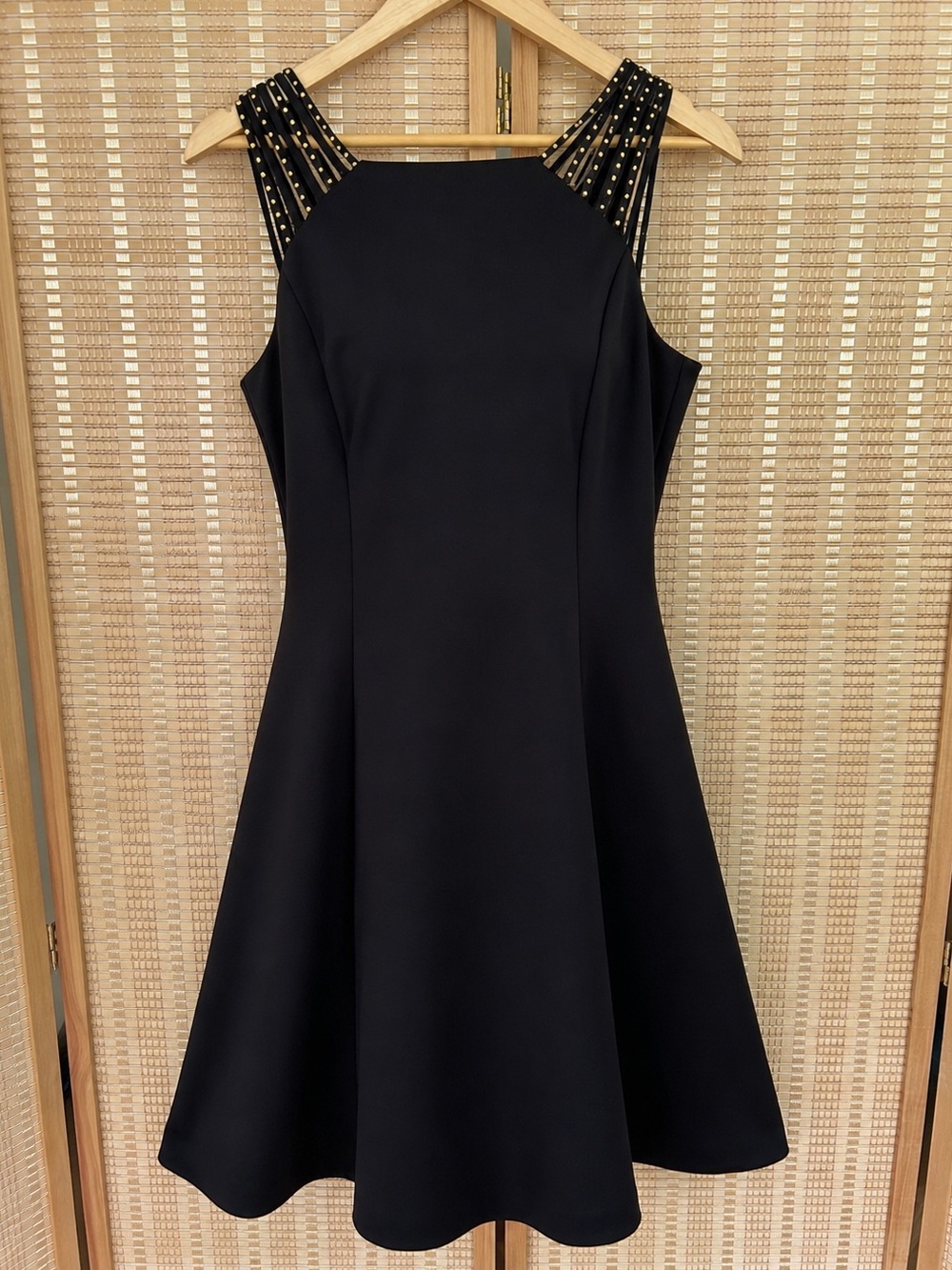 Y2K Guess Black Studded Strap Fit & Flare Dress Size 12 Cocktail Party Dress